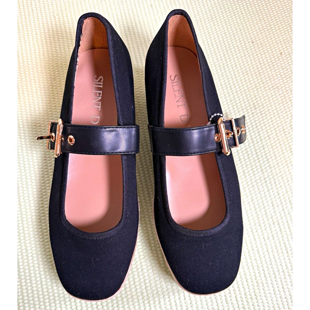 Anthropologie Silent D Women's Black Mary Jane Flats Buckle Strap EU 38 US 7
